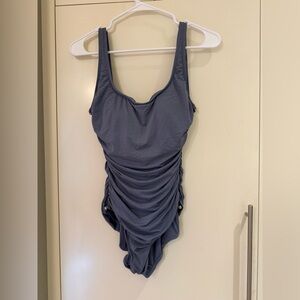 Carmen Marc Valvo Slate Swimsuit one piece with side openings